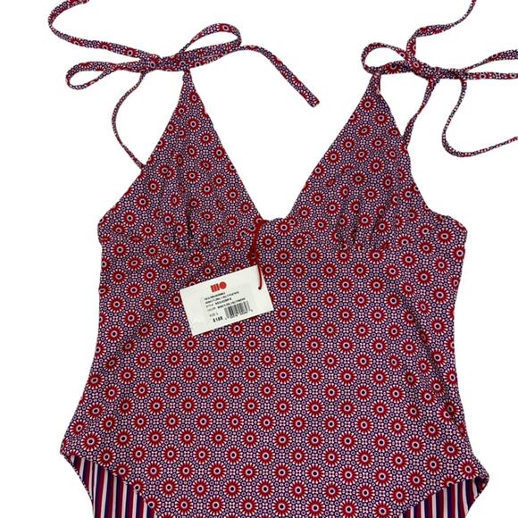 SOLID & STRIPED Purple and Red One Piece Swimsuit - Picture 2 of 5